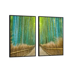 Quadro decorativo Caminho no bambuzal - com 2 quadros Quadro decorativo Caminho no bambuzal - com 2 quadros
