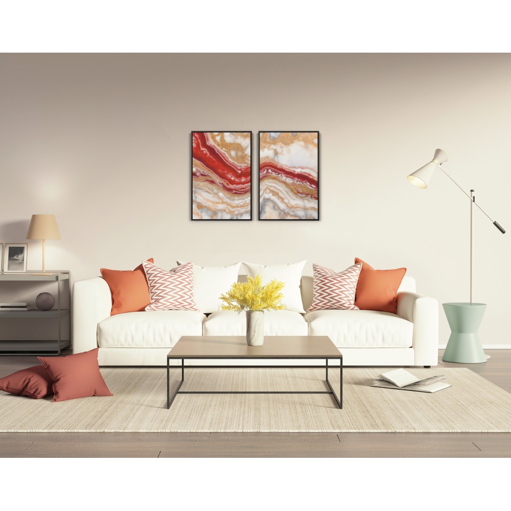 Quadro decorativo Abstrato Texturizado Vermelho - com 2 quadros