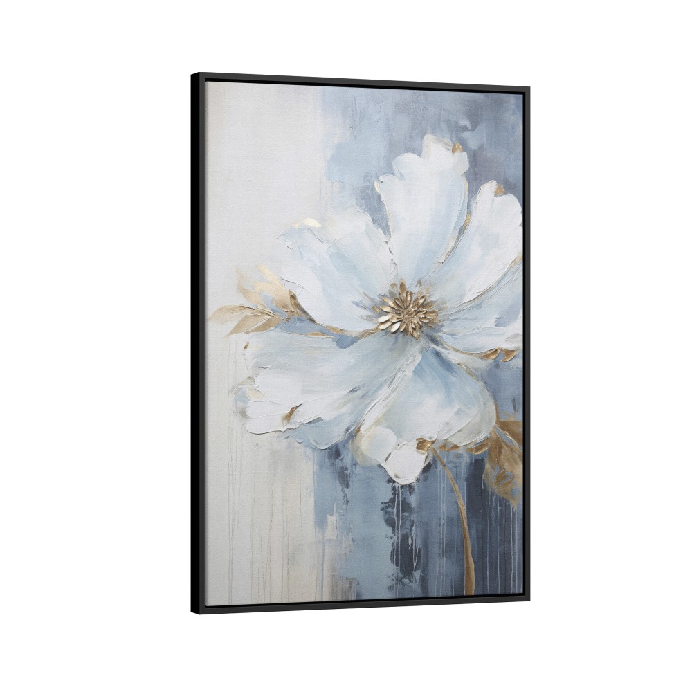 Quadro decorativo Flor abstrata em azul branco e cinza