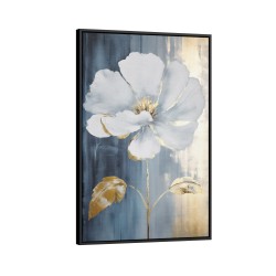 Quadro decorativo Flor abstrata em azul branco e bege