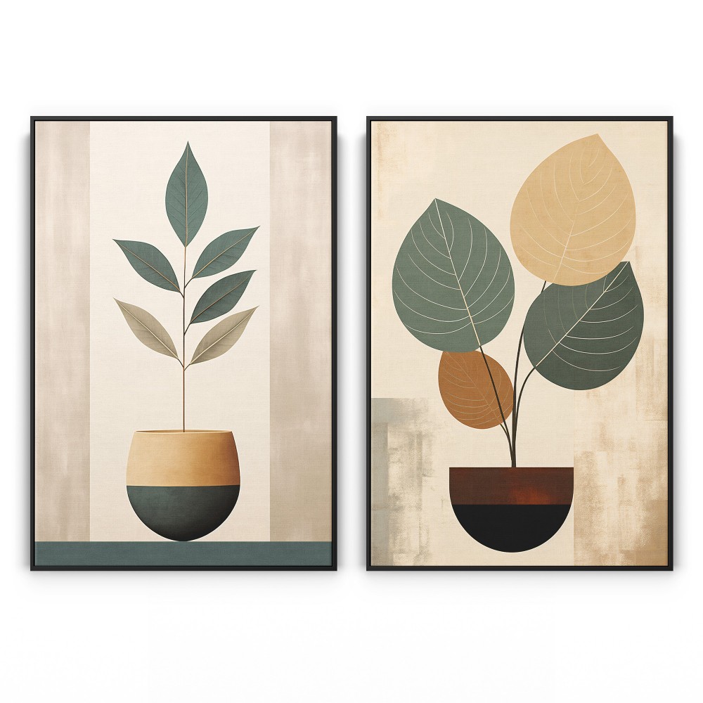 Quadro decorativo Duo BOHO vaso e planta