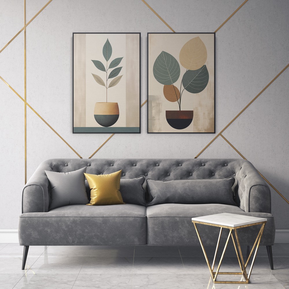 Quadro decorativo Duo BOHO vaso e planta