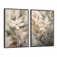 Quadro decorativo Duo pintura floral branco verde e bege