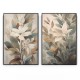 Quadro decorativo Duo pintura floral branco verde e bege