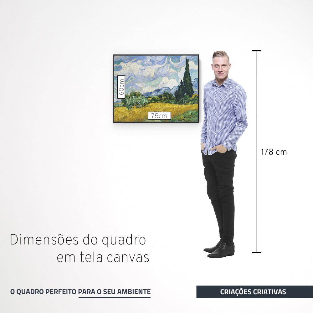 Quadro decorativo Campo de trigo com ciprestes