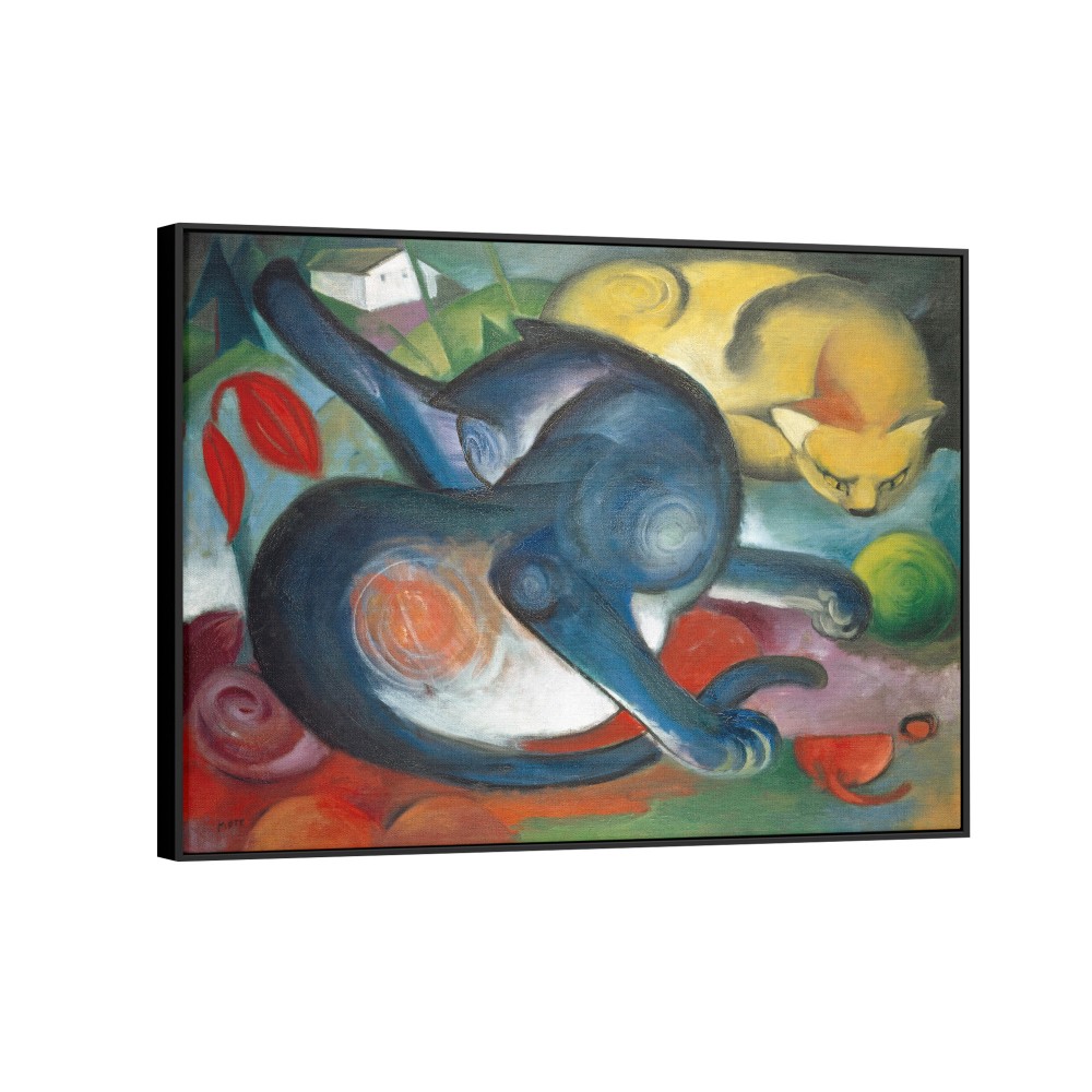 Quadro decorativo Dois gatos Azul e Amarelo por Franz Marc