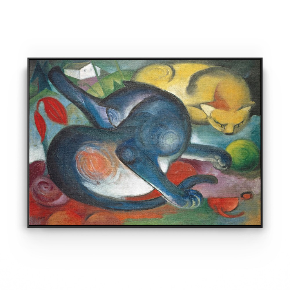 Quadro decorativo Dois gatos Azul e Amarelo por Franz Marc