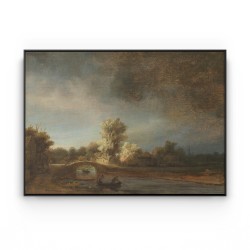 Quadro decorativo Paisagem com uma ponte de pedra por Rembrandt Quadro decorativo Paisagem com uma ponte de pedra por Rembrandt