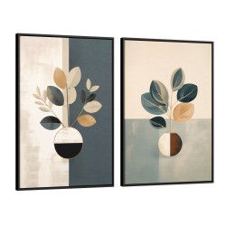Quadro decorativo Duo Boho Planta e vaso 574 com 2 quadros