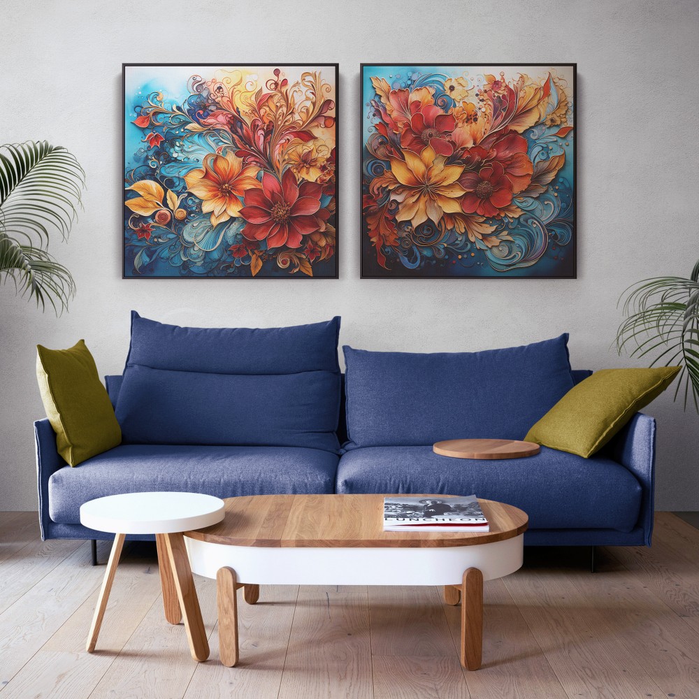 Quadro decorativo Duo Bohemia floral