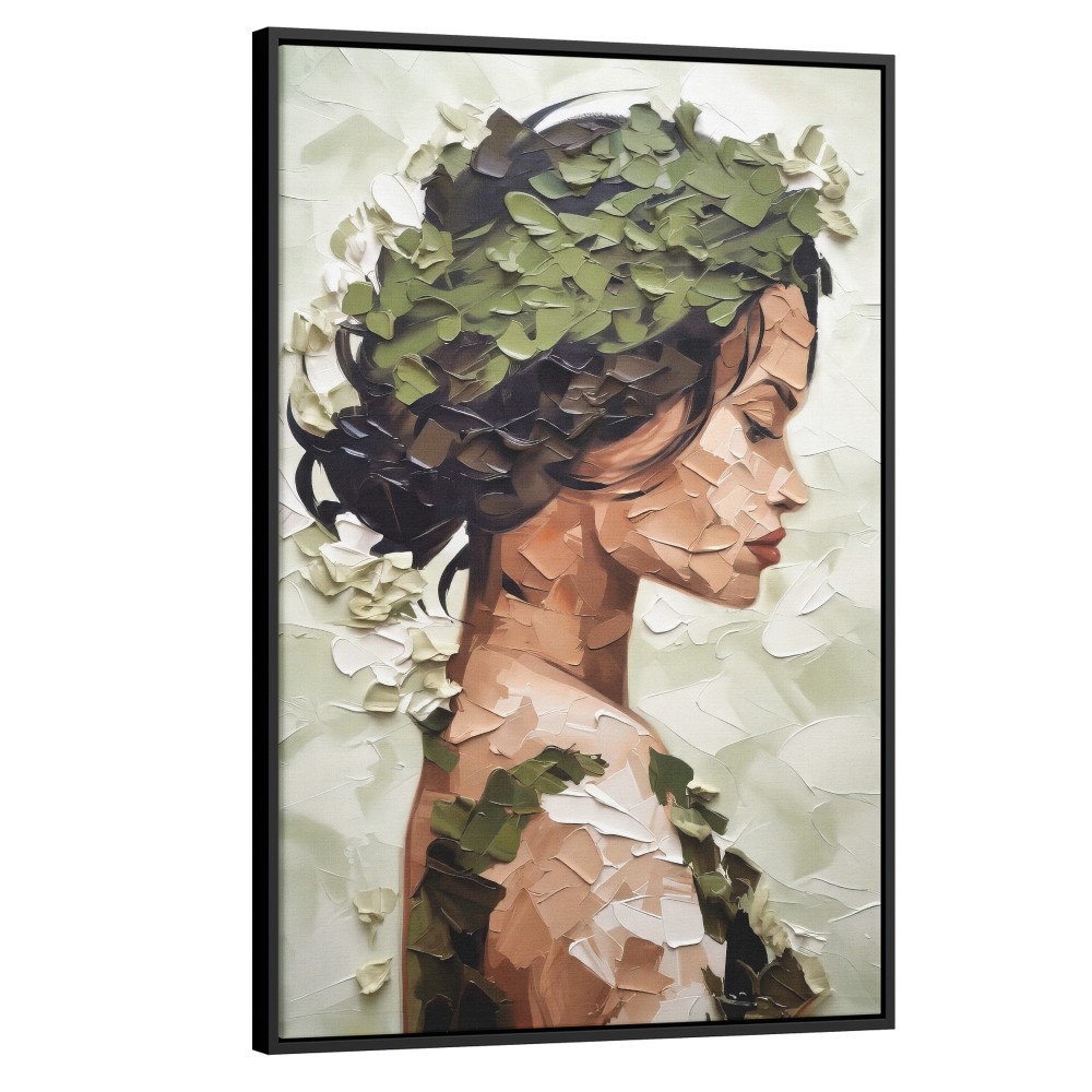 Quadro decorativo Pintura mulher com folhas no cabelo