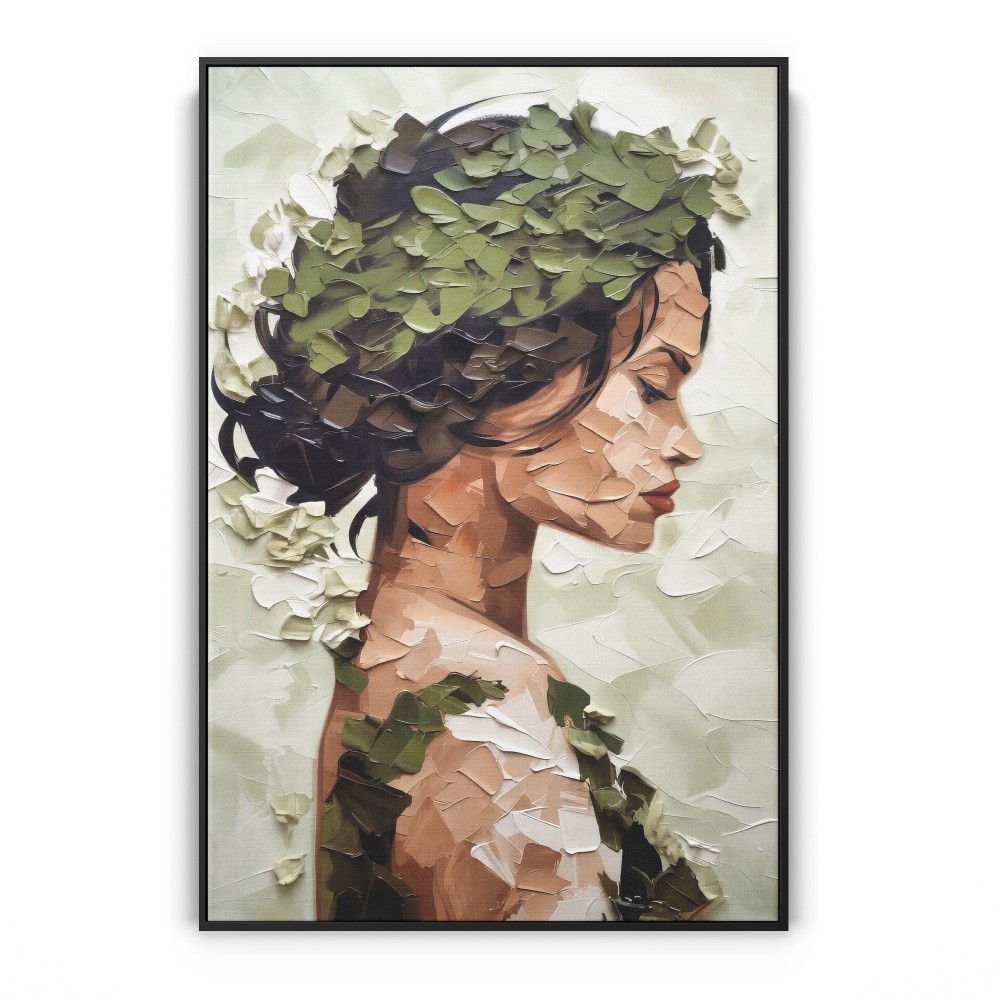 Quadro decorativo Pintura mulher com folhas no cabelo