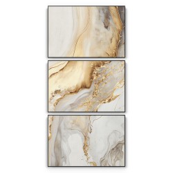 Quadro decorativo Mármore branco e bege com 3 quadros