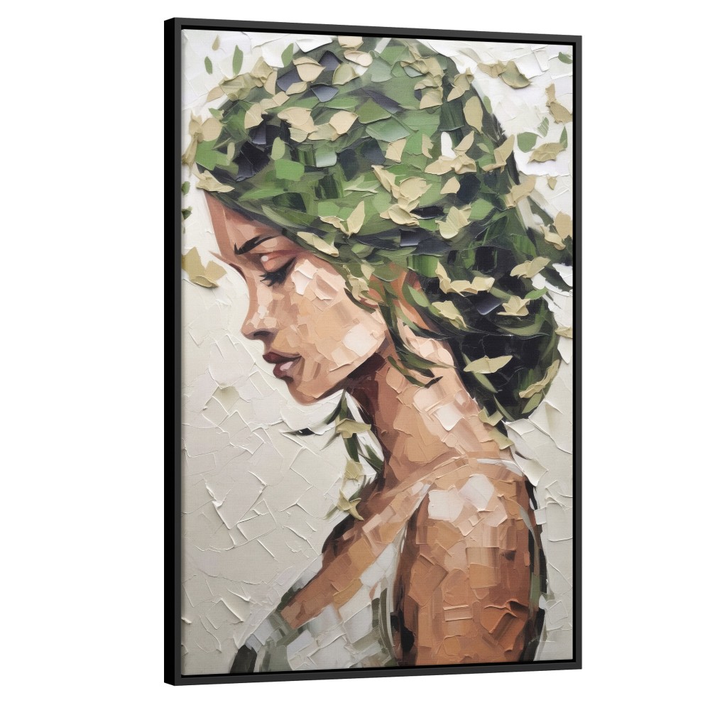 Quadro decorativo Pintura mulher com folhagem