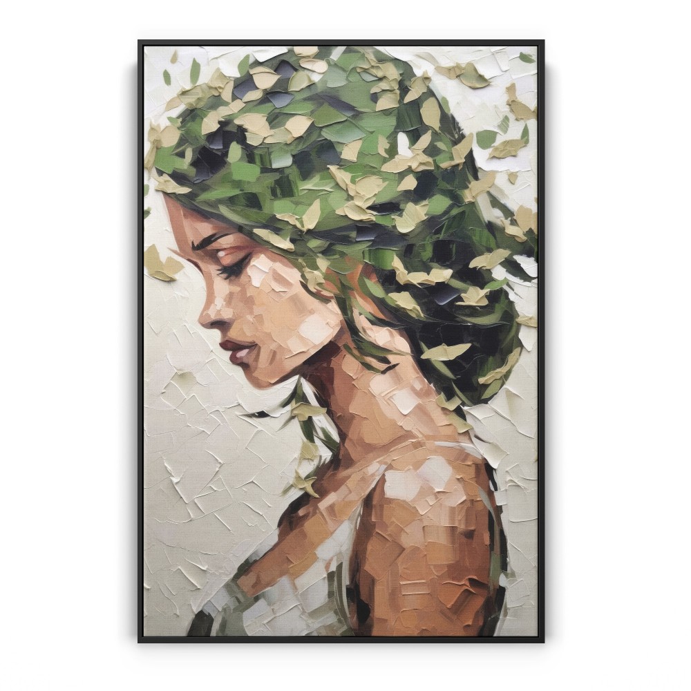 Quadro decorativo Pintura mulher com folhagem