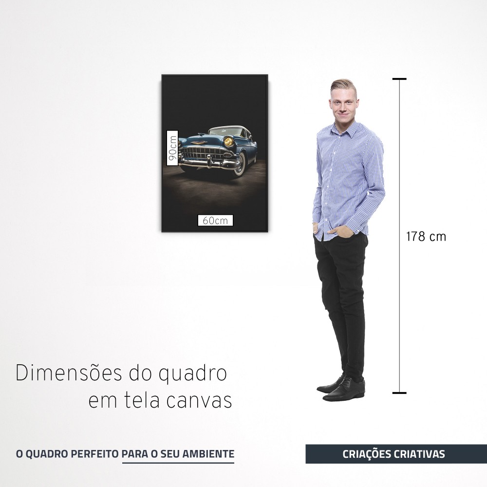 Quadro decorativo Carro azul dos anos 50