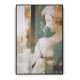 Quadro decorativo Retrato Feminino em verde e laranja