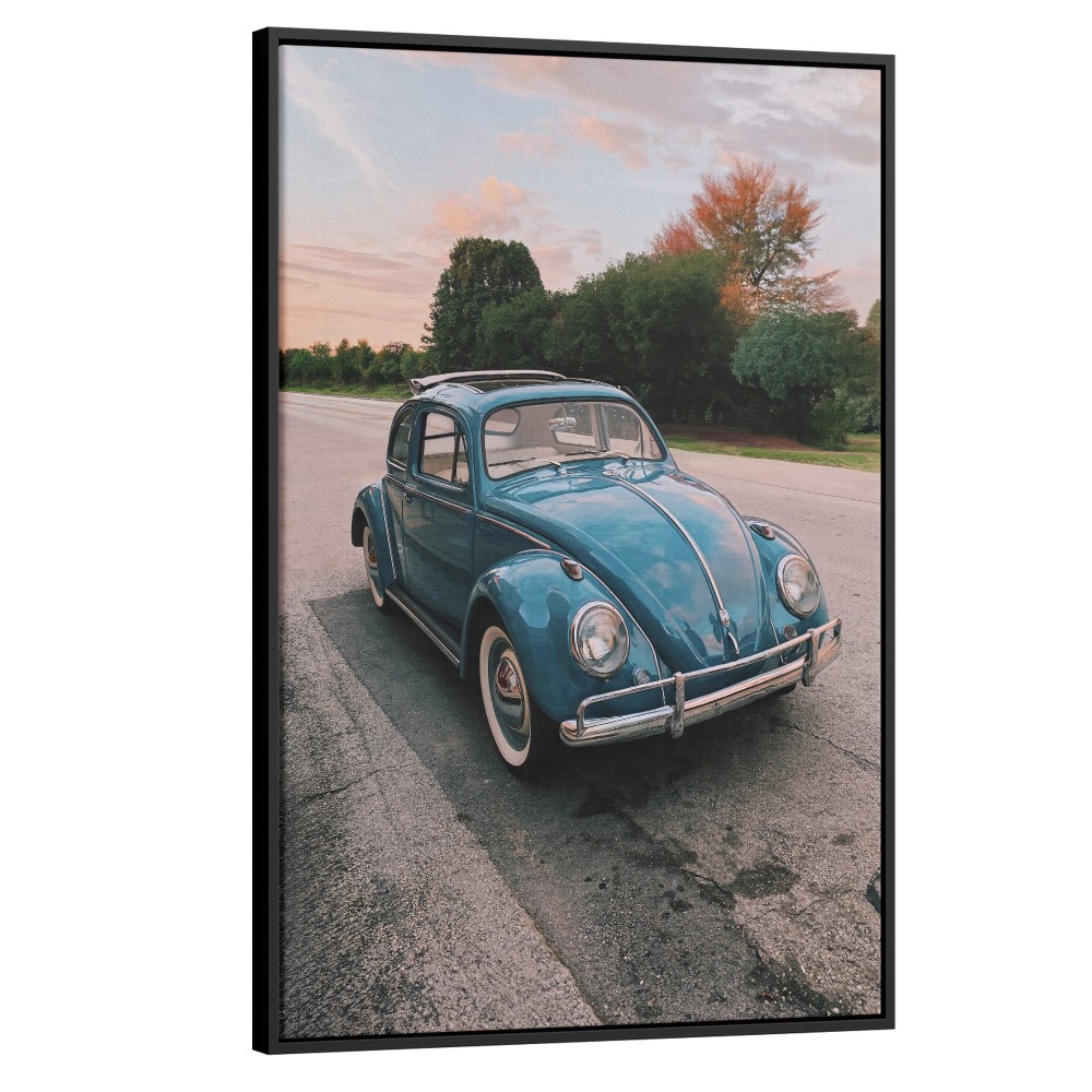 Quadro decorativo Fusca azul na estrada