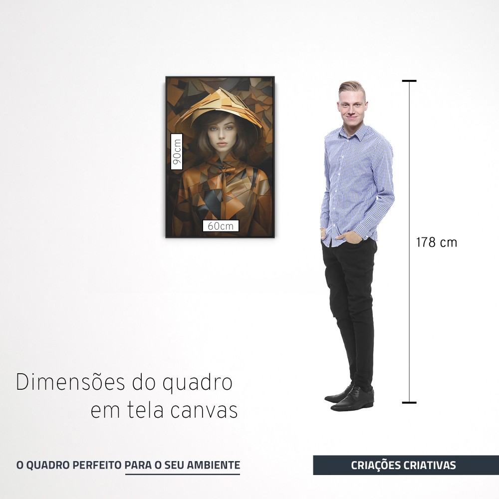 Quadro decorativo Elegância Geométrica em Tons de Âmbar Escuro