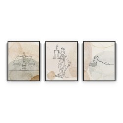 Quadro decorativo Trio advocacia em aquarela e desenho Quadro decorativo Trio advocacia em aquarela e desenho