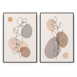 Quadro decorativo duo elegância minimalista da flora abstrata