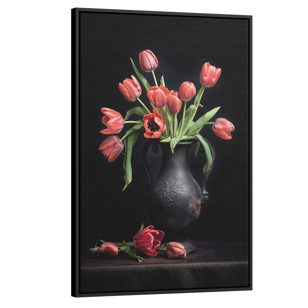 Quadro decorativo Tulipas em Vaso de Ébano