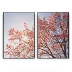 Quadro decorativo Árvore sob o Céu Matinal com 2 quadros Quadro decorativo Árvore sob o Céu Matinal com 2 quadros