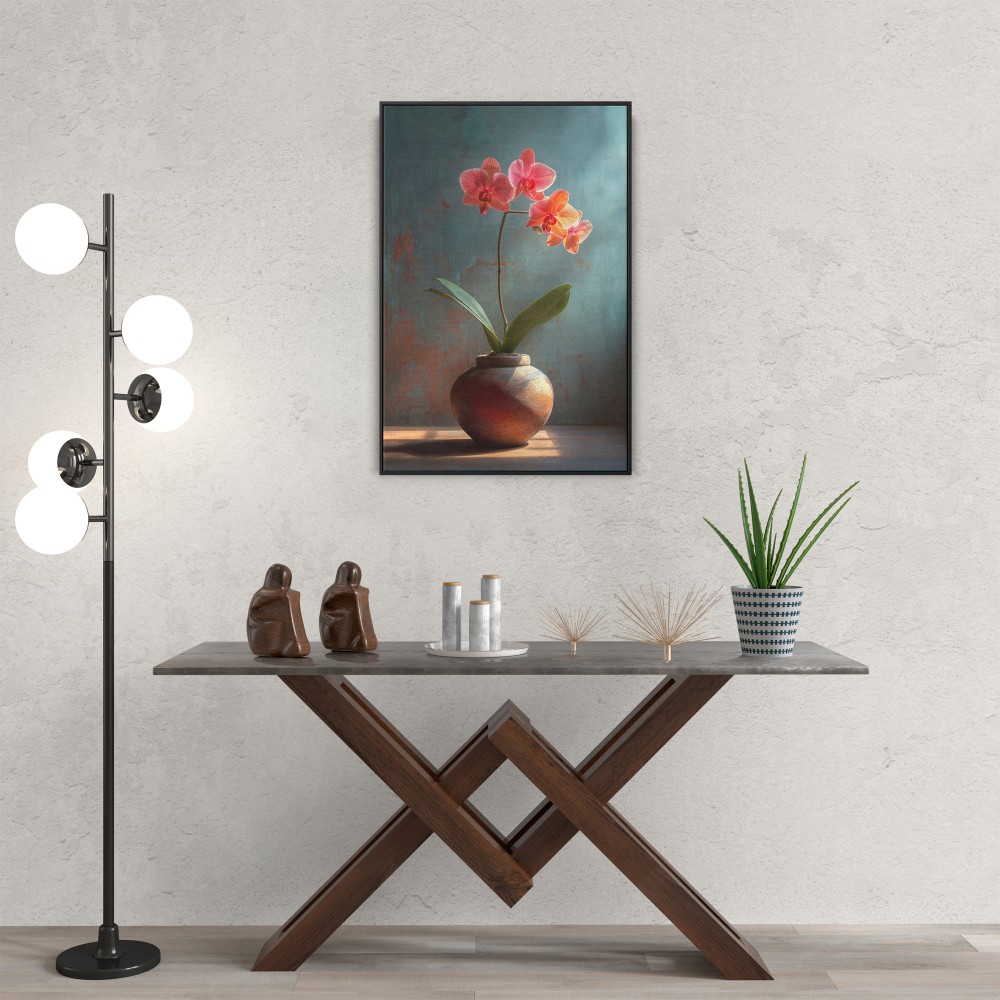 Quadro decorativo Serena Orquídea Fúcsia em Vaso de Terra