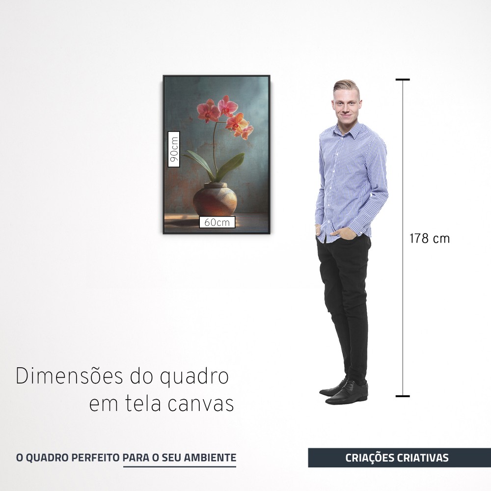 Quadro decorativo Serena Orquídea Fúcsia em Vaso de Terra