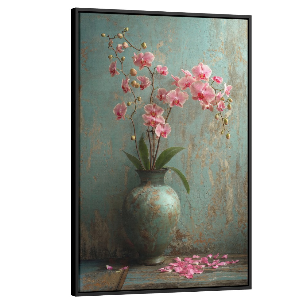 Quadro decorativo Orquídeas sobre Textura Rústica