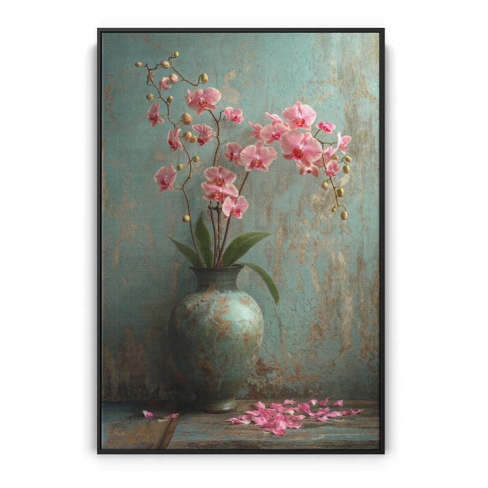 Quadro decorativo Orquídeas sobre Textura Rústica