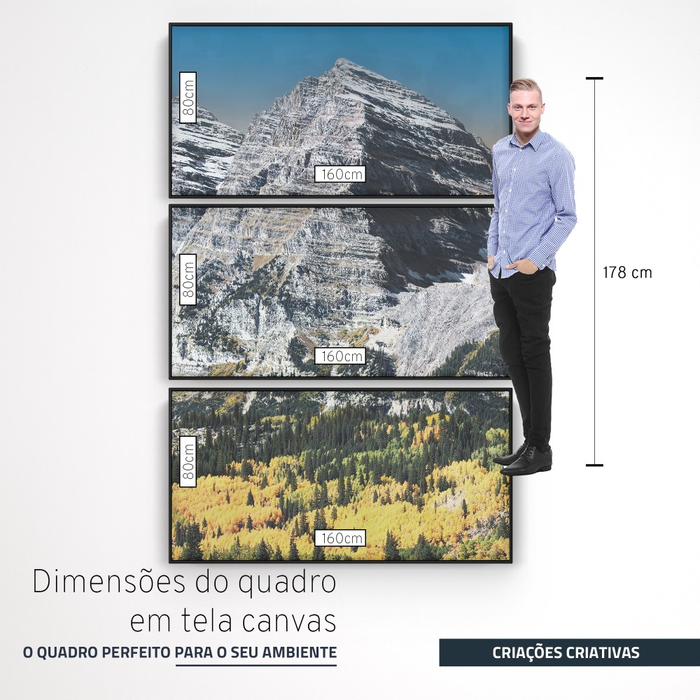 Quadro decorativo Outono Altaneiro na Montanha Majestosa - com 3 quadros