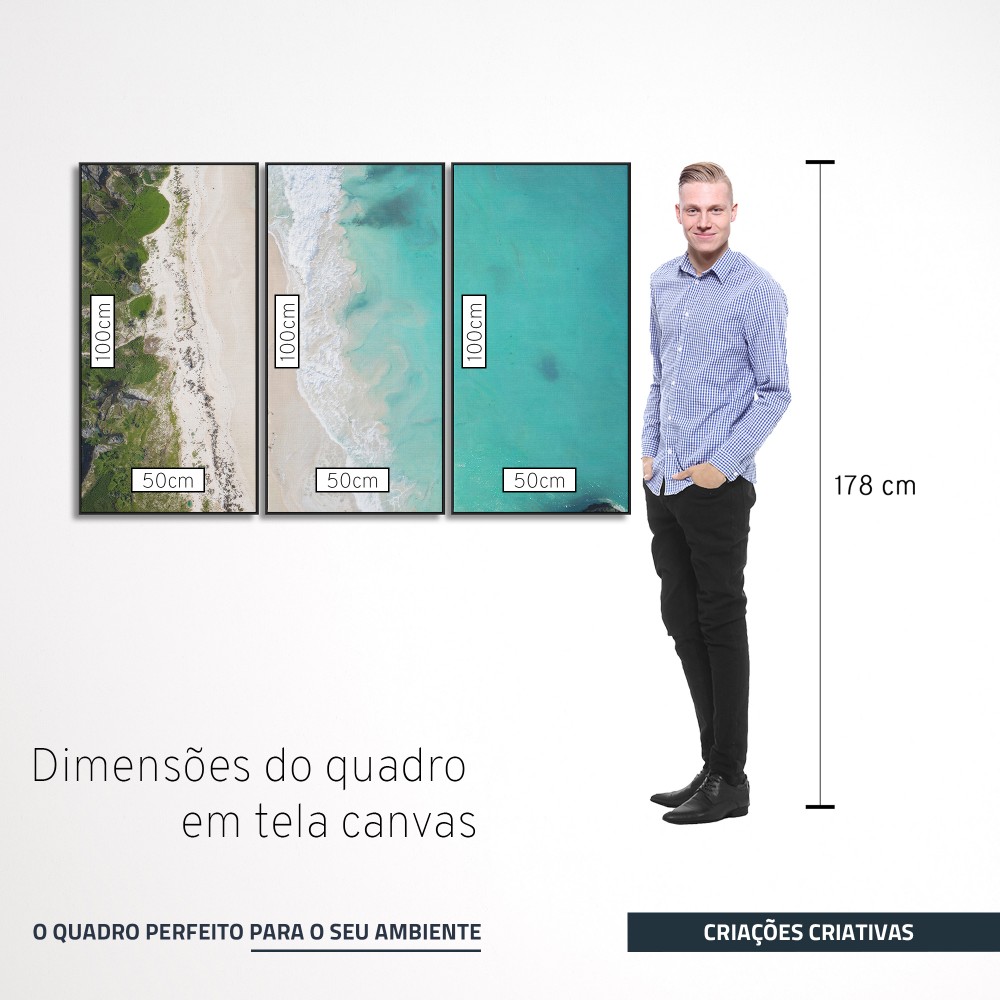 Quadro decorativo Onde Terra e Mar Se Encontram - com 3 quadros