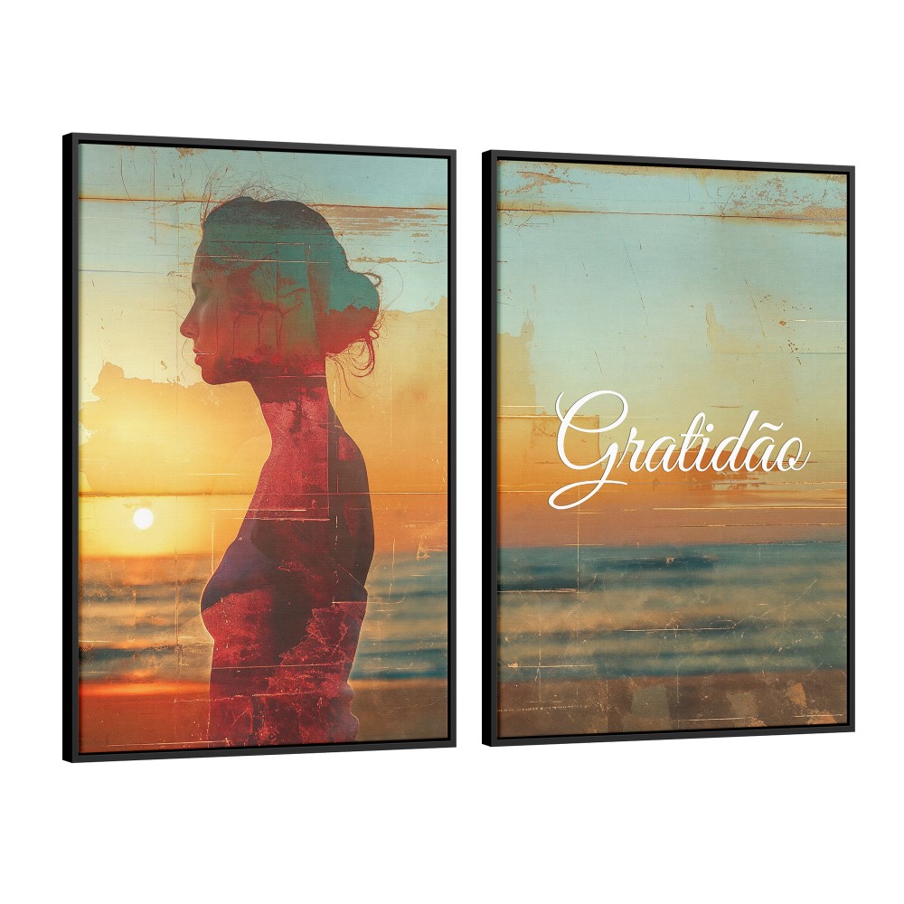 Quadro decorativo Gratidão - com 2 quadros