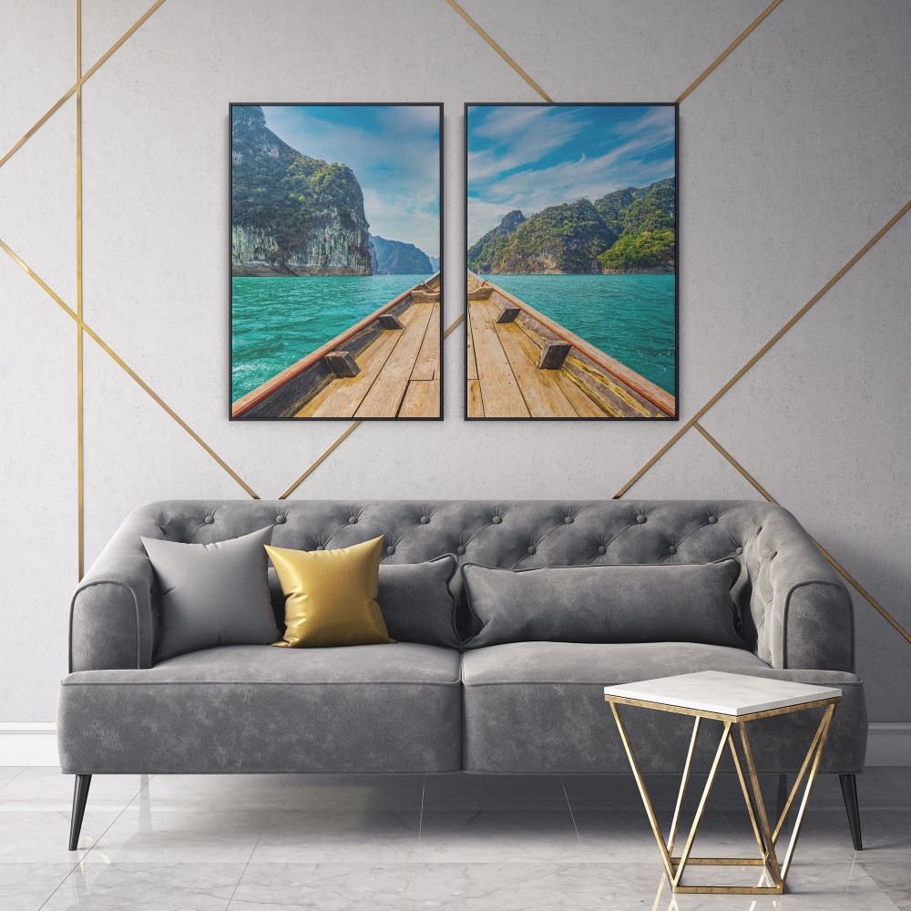 Quadro decorativo Retiro nas Águas Esmeralda da Tranquilidade - com dois quadros