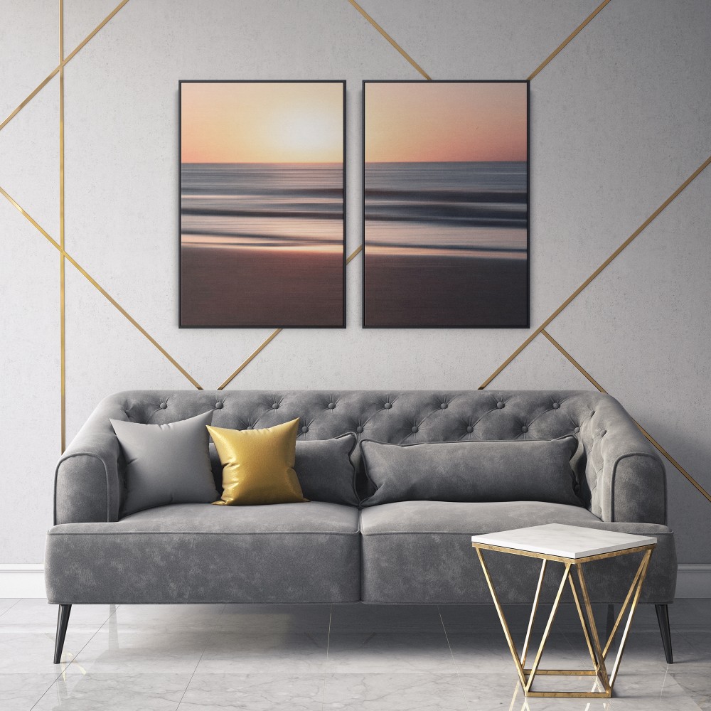Quadro decorativo Serena Valsa do Sol no Mar Tranquilo - com 2 quadros