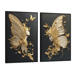 Quadro decorativo Entre Asas e Sonhos - com 2 quadros