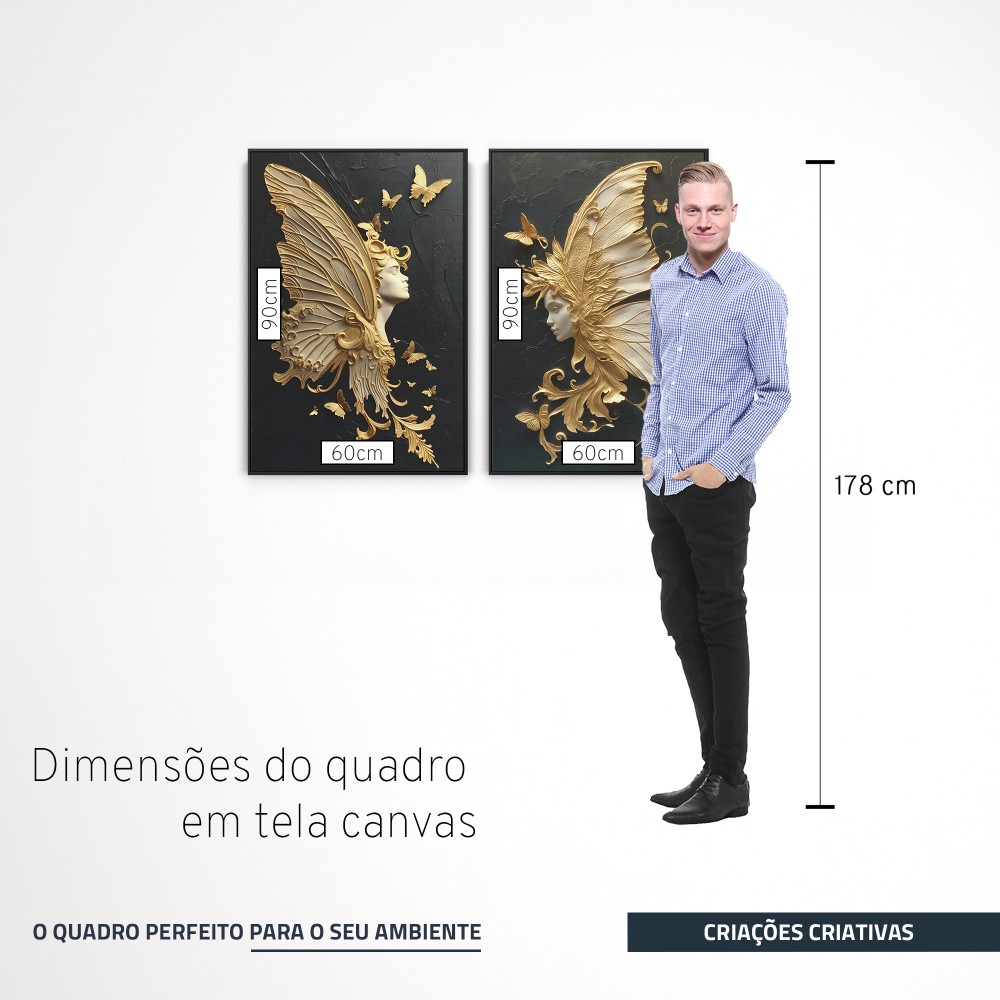 Quadro decorativo Entre Asas e Sonhos - com 2 quadros