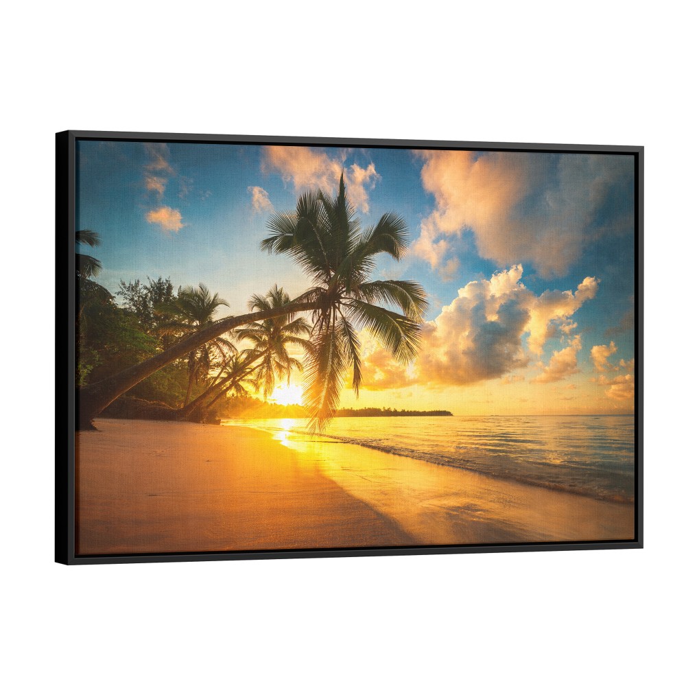 Quadro decorativo Pôr do Sol Dourado em Paraíso Tropical