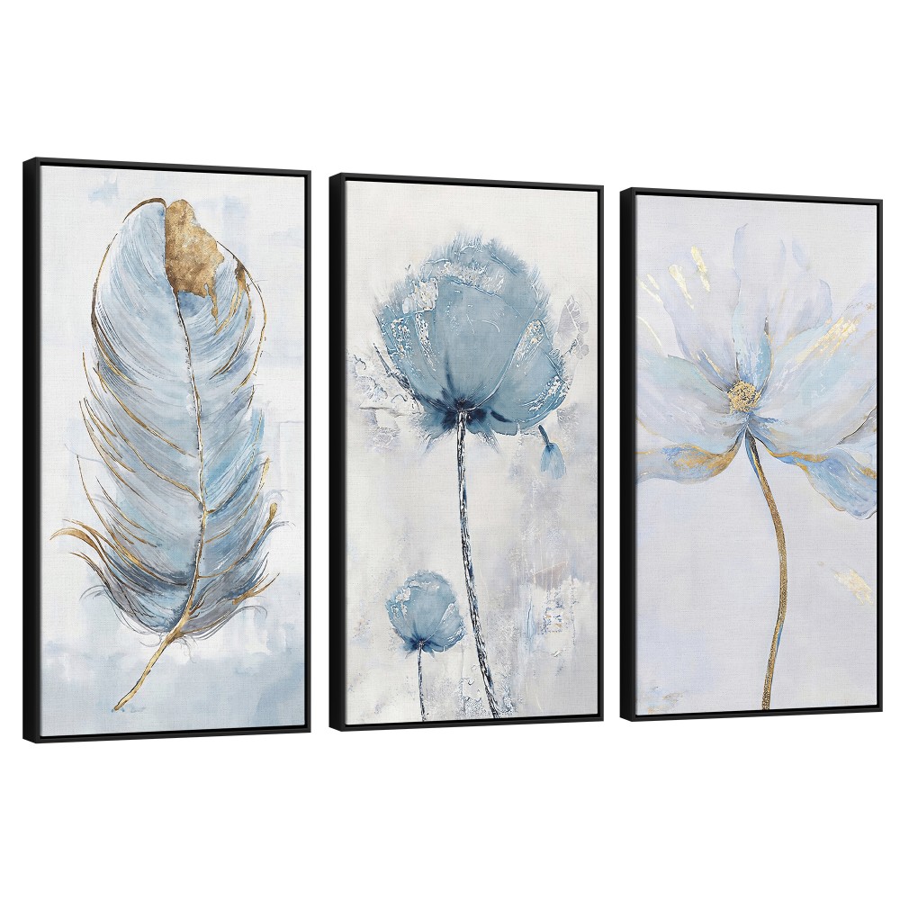 Quadro decorativo Trio Elegância Abstrata em Azul