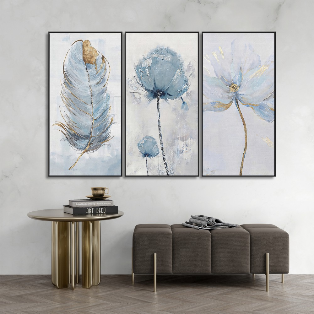 Quadro decorativo Trio Elegância Abstrata em Azul