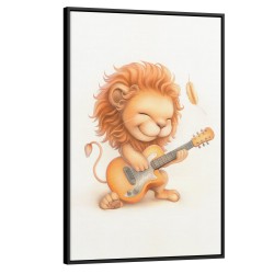 Quadro decorativo Leão tocando guitarra Quadro decorativo Leão tocando guitarra