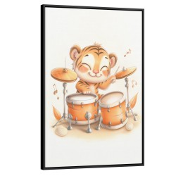 Quadro decorativo Tigre tocando bateria Quadro decorativo Tigre tocando bateria