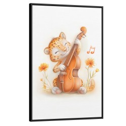 Quadro decorativo Leopardo tocando baixo Quadro decorativo Leopardo tocando baixo