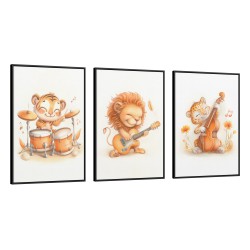 Quadro decorativo Pequena banda felina - com 3 quadros