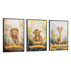 Quadro decorativo Trio Aquarela Animais infantis Quadro decorativo Trio Aquarela Animais infantis
