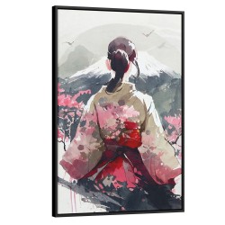Quadro decorativo Paisagem Japonesa em Aquarela