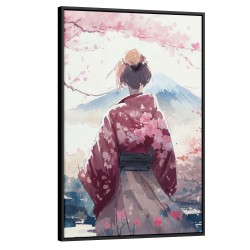 Quadro decorativo Flores de Cerejeira e Montanhas Japonesas Quadro decorativo Flores de Cerejeira e Montanhas Japonesas