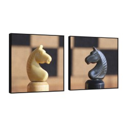 Quadro decorativo Cavalos de Xadrez Minimalistas - com 2 quadros