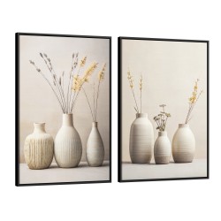 Quadro decorativo Tranquilidade Escandinava: Vasos em Tons Neutros